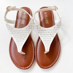 NWT Size 5 white with silver bling sandals